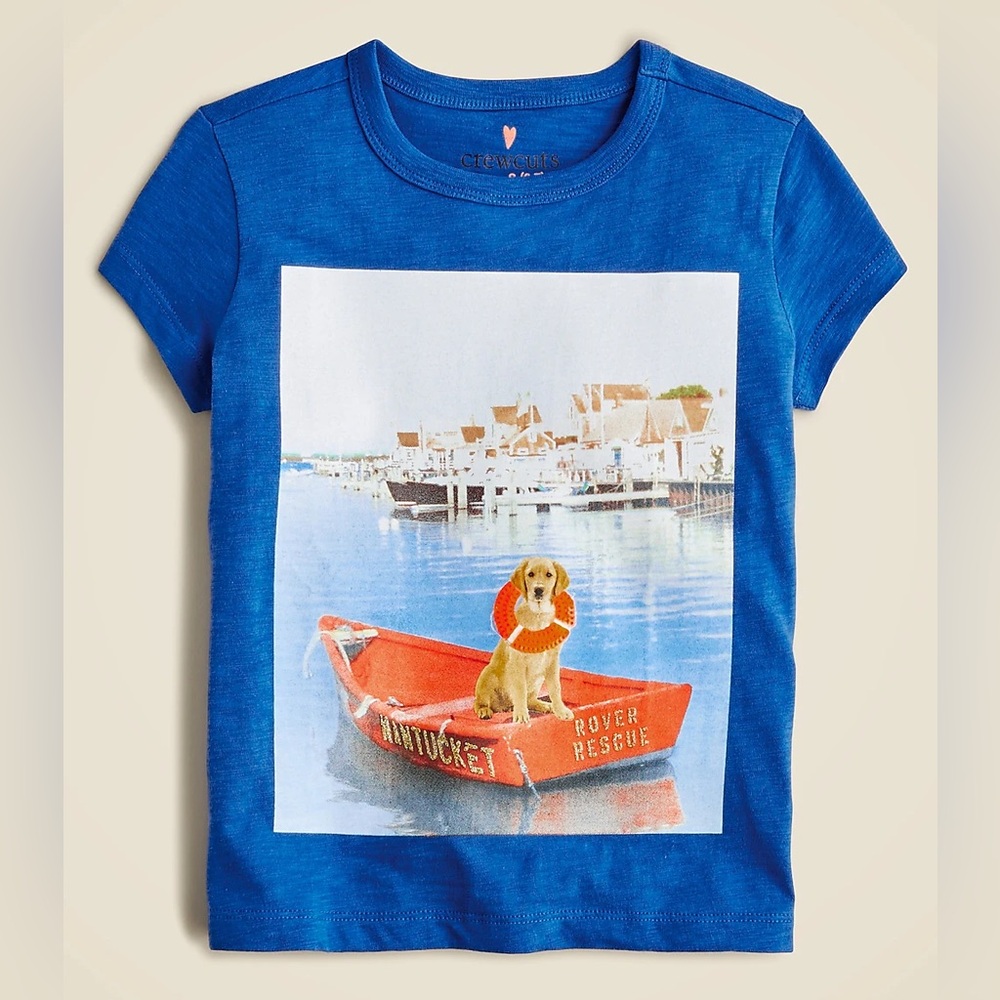 🛟 NEW J. Crew Crewcuts Girls' sea dog graphic T-shirt with glitter